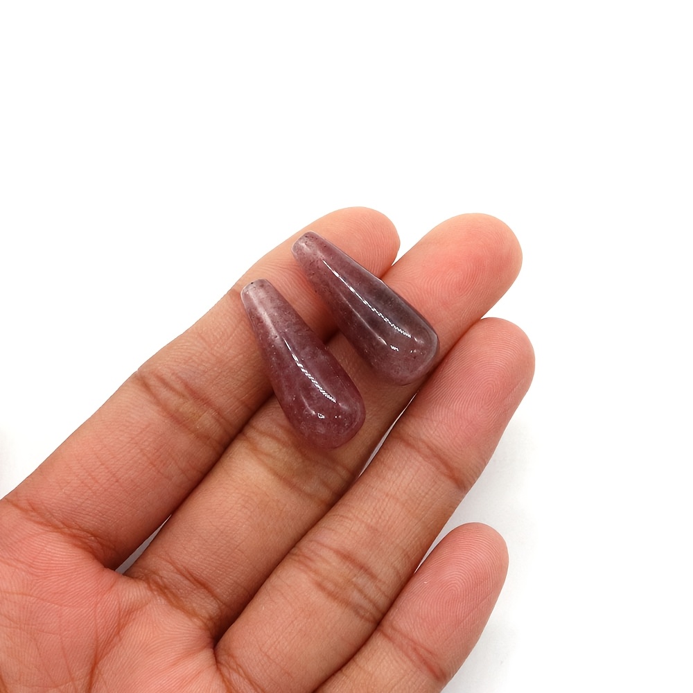 2pcs Strawberry Quartz Loose Beads, Semi-Finished Pendants